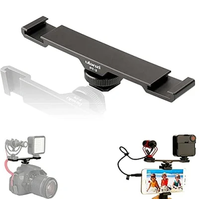 Abbildung von Ulanzi PT 2 Dual Cold Shoe Mount Verlengerung Adapter Metall Doppel Halter für DSLR Kamera und Smartphone LED Lampe Mikrofon Zubehör