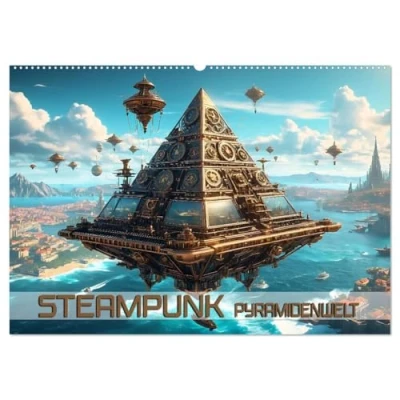 Abbildung von Steampunk Pyramidenwelt (Wandkalender 2025 DIN A2 quer), CALVENDO Monatskalender
