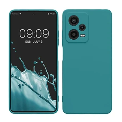 Abbildung von kwmobile Handyhülle kompatibel mit Xiaomi Redmi Note 12 Pro+ 5G / Pro Plus Hülle Handy Case aus weichem Silikon in Petrol matt