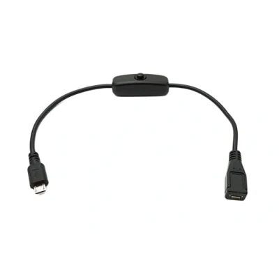 Abbildung von System S USB 2.0 Kabel 30 cm Micro B Stecker zu Buchse Schalter Adapter in Schwarz
