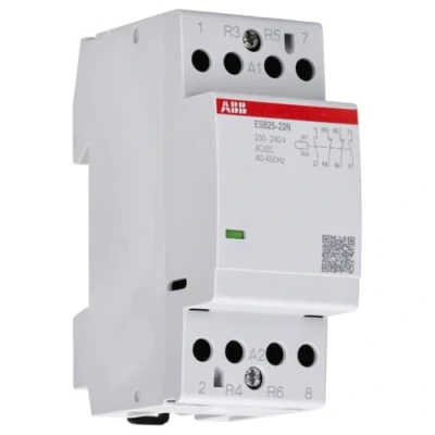 Abbildung von ABB ESB25 22N 06 ESB Leistungsschütz / 230 → 240 V Spule, 4 polig 2 Schließer + Öffner 25 A, Sicherheit
