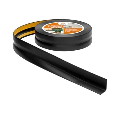 Abbildung von Quest Weichsockelleiste Selbstklebend, PVC Sockelleiste, Abschlussleiste 32 mm x 23 Flexible Knickleiste für Innenbereich, Wand, Boden Dicht, Dekorativ 10 Meter, Schwarz