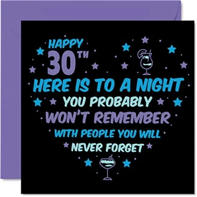 Abbildung von Lustige Geburtstagskarte zum 30. Geburtstag für Männer und Frauen &quot;Won&#039;t Rememember Happy Birthday&quot; 30 Jahre alten Sohn Tochter Bruder Schwester Cousin 145 mm x Grußkarten Geschenk