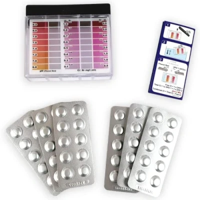 Abbildung von Premium Pooltest für freies Chlor und PH Wert mit 60 rapid Testtabletten je 30 x DPD1 Phenol Red Testkit Wassertest Whirlpool Aquarium Pool Zubehör Messgerät