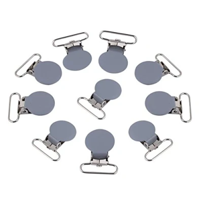 Abbildung von Metall Schnuller Clips, Rund Schnullerkettenclips Hosenträger Clips Dummy Nippel Halter für Baby Kleinkinder 10 Stücke(Graun)