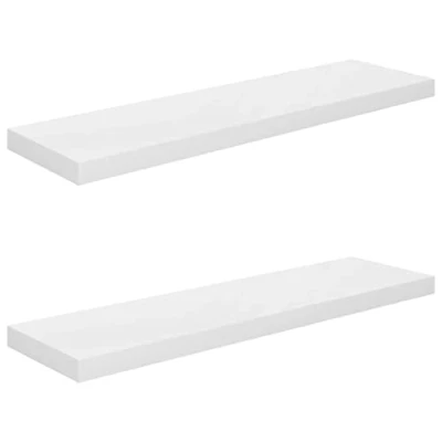 Abbildung von vidaXL 2X Wandregal Schwebend Hängeregal Wandboard Bücherregal Regalbrett Schweberegal CD DVD Regal Dekoregal Hochglanz Weiß 90x23,5x3,8cm MDF