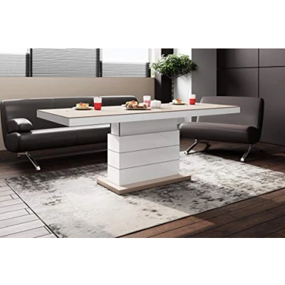 Abbildung von Design Couchtisch Tisch Matera Lux H 333 Cappuccino/Weiß Hochglanz höhenverstellbar ausziehbar Esstisch