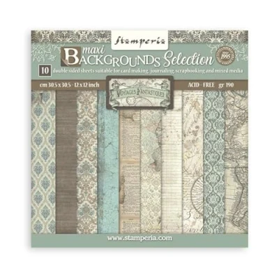 Abbildung von Scrapbooking Pad 10 sheets cm 30,5x30,5 (12&quot;x12&quot;) Maxi Background selection Voyages Fantastiques