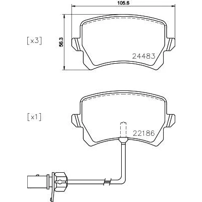Abbildung von HELLA 8DB 355 023 031 Bremsbelagsatz mit integriertem Verschleißwarnkontakt Bremssattelschrauben Zubehör AUDI: Q3