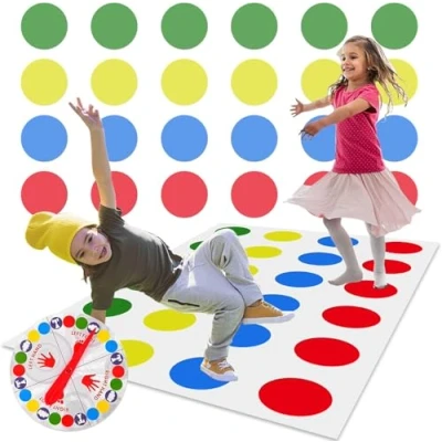 Abbildung von WUGU Twister Spiel Für Kinder &amp; Erwachsen, Kindergeburtstag Spiele Ab 6 Jahre, Twisting Spielmatte, Gartenspiele, Partyspiele, Familienspiel, Lustiges Drinnen Und Draußen
