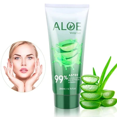 Abbildung von ASYBO 200 ML Aloe Vera Gel 99% reine Bio Feuchtigkeitscreme für Gesicht und Körper, natürliche Creme trockene Haut, Sonnenbrand, Akne