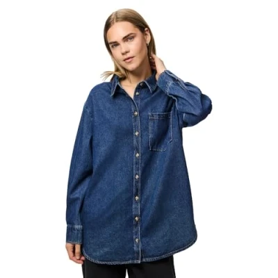 Abbildung von Pieces Pcmaisie Hemdbluse, Damen, Größe: XL, Dark blue denim
