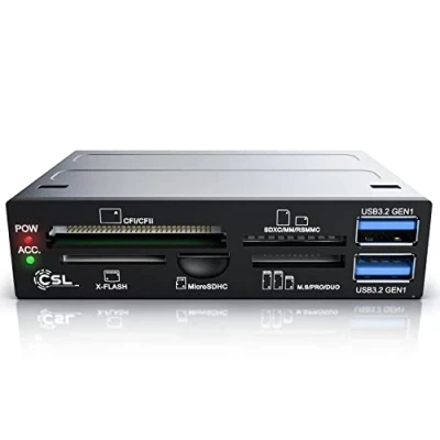 Abbildung von CSL 3,5 Zoll All in One USB 3.2 Gen1 Super Speed interner Cardreader 2.0 Kartenleser 2 x Schnittstellen Multifunktionspanel SD SDHC Mini Micro XD CF MD