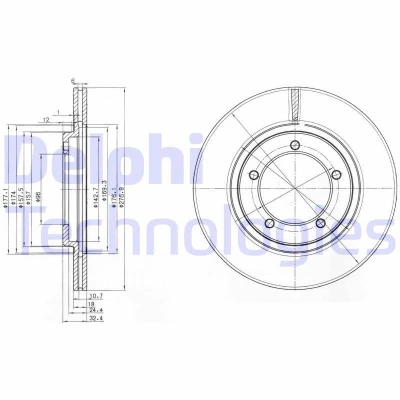 Abbildung von DELPHI BG2534 Bremsscheibe 277 18 5 Belüftet geölt unbehandelt ohne Radlager, ABS Sensorring DAIHATSU: Rocky SUV, Feroza Hard Top
