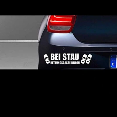 Abbildung von myrockshirt Bei Stau Rettungsgasse bilden ca. 20 cm Aufkleber,Sticker,Autoaufkleber,Heckscheibe,Lack,Auto,Feuerwehr,Rettungsdienst,Retter + Bonus Testaufkleber Estrellina Glückstern ®, gedruckte