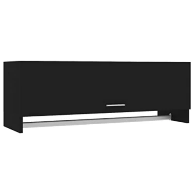 Abbildung von vidaXL Kleiderschrank Kleiderstange Wandgarderobe Schlafzimmer Hängeschrank Wandschrank Garderobenschrank Garderobe Schwarz 100x32,5x35cm Holzwerkstoff