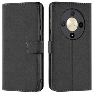 Abbildung von Verco Handyhülle für Honor Magic 6 Lite Hülle, Bookcase Tasche Flipcover Magic6 Case [Kartenfächer/Aufstellfunktion], Schwarz