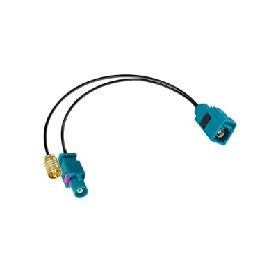 Abbildung von Vecys Fakra Z Buchse zu Stecker SMB Adapter Splitter Kabel RG174 30cm / 12in Kompatibel mit DAB Auto LKW Radio Stereo Receiver Tuner