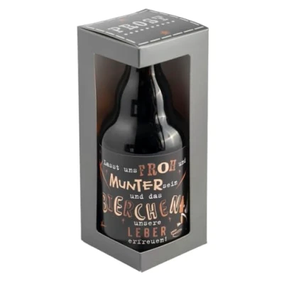 Abbildung von Jack&#039;s Bierflasche Weihnachten &#039;&#039;Lasst uns Froh und Munter sein...&#039;&#039; mit Geschenkverpackung 0,33 l/Wichteln/Nikolaus/Heilig Abend