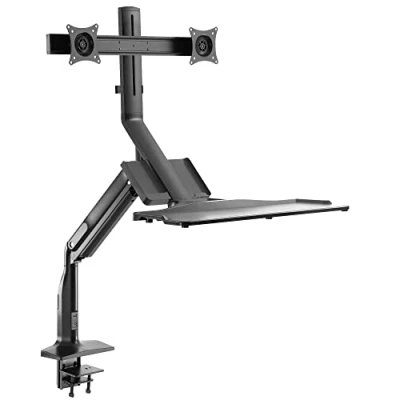 Abbildung von RICOO Monitorhalterung 2 Monitore Monitor Halterung Tisch Gasdruckfeder für 13 27 Zoll VESA Tischhalterung, Monitorarm TS6411 Arm Bildschirmhalterung Bildschirm Halter, Arme Computermonitore