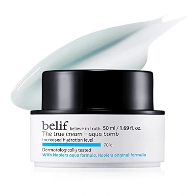 Abbildung von Belif True Cream Aqua Bomb 50ml, Leichte Feuchtigkeitscreme, Frauenmantel Haferschalen, Hydratation Gesichtscreme, Mischhaut bis Fettige Haut, Tagescreme Gesichtspflege, Koreanische Kosmetik