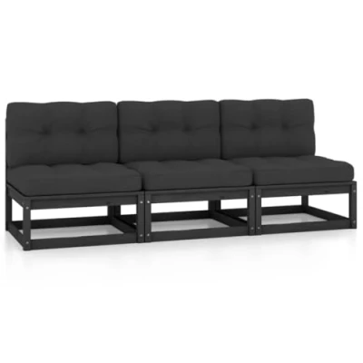 Abbildung von vidaXL Loungesofa 3 Sitzer Gartensofa mit Kissen Kiefer Massivholz, 1 Teile