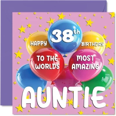 Abbildung von Geburtstagskarte für Tante zum 39. Geburtstag World&#039;s Most Amazing Auntie Happy 39th Birthday Card for from Nephew Niece, 145 mm x mm, Age 39, Thirty Nine Greeting Cards Aunt Aunty