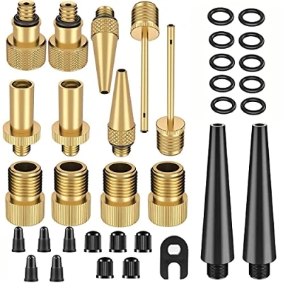 Abbildung von Fahrradpumpenadapter Schrader Presta Ventil Dunlop/Woods Reifenventil Fahrrad Reifenpumpenadapter Luftzubehör Kompressor Kugelpumpe Standard Reifenkappen