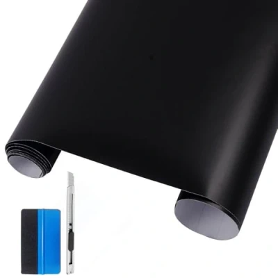 Abbildung von NewL Auto Folie, Selbstklebend Schutzfolie Aus Vinyl, Schwarz Matt Carbon Folie Blasenfrei mit Installationszubehör 30 x 150cm