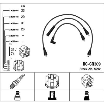 Abbildung von NGK 8292 Zündkabelsatz 6 CHRYSLER: VOYAGER 2, LeBaron III Cabrio