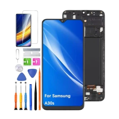 Abbildung von HLYGZX Ersatz Display für Samsung Galaxy A30s LCD Bildschirm TFT, A307F A307FN A307G Touch Digitizer Assembly Reparaturteile Kit(Ohne Fingerabdruck, Schwarz mit Rahmen)