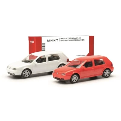 Abbildung von Herpa Modellbausatz MiniKit VW Golf IV 4 türig (2 Stück), Miniatur im Maßstab 1:87, Sammlerstück, Kit für Modellbau, Kunststoff