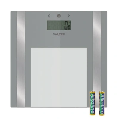 Abbildung von Salter 9158 SV3R Ultradünne Körperanalysewaage aus Glas, max 180kg, personenwaage digital misst Gewicht, Körperfett/ wasser, BMI, 8 Benutzer, Athleten Modus, Batterien im Lieferumfang enthalten