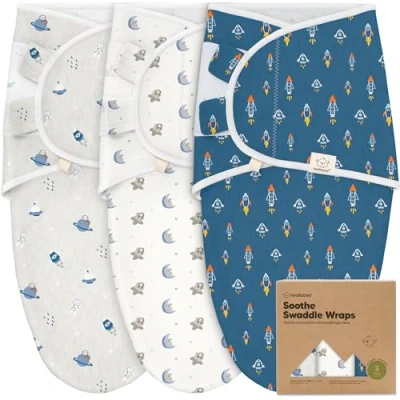 Abbildung von KeaBabies 3 Pack Bio Baby Schlafsack zum Pucken Ergonomische Pucksack 0 Monate, Babyschlafsack Neugeborene, Pucktuch Baby, Puck Pucksack, Wickeldecke (Cosmo)