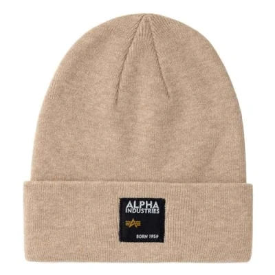 Abbildung von Alpha Industries Label Beanie Unisex Mütze, Größe: One Size, Vintage sand