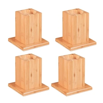 Abbildung von Relaxdays Möbelerhöher 4er Set, Erhöhung um 14 cm, für Tische, Betten und andere Möbel, HxBxT 15, 5x14,5 Natur, 4 Stück