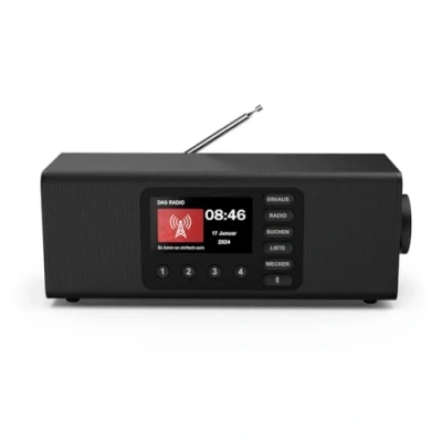 Abbildung von Hama Digitalradio mit Wecker (DAB Radio großem Display, Küchenradio, DAB+, Seniorenradio einfacher Bedienung, Bluetooth, FM, Radiowecker, Stereo Radio, kleines gutem Empfang) schwarz