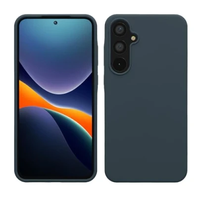 Abbildung von kwmobile Hülle kompatibel mit Samsung Galaxy A55 5G Silikon Handy Case Handyhülle weiche Oberfläche kabelloses Laden Dunkler Schiefer