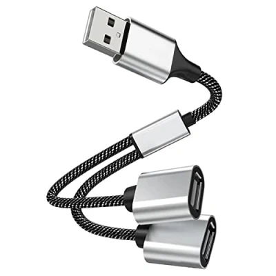 Abbildung von iJiGui USB Splitter, Y Kabel, A Stecker zu 2 Buchse Port Verlängerungs Doppelstecker Adapter Verteiler, Unterstützung Aufladen und Datenübertragung für Laptop/Mac