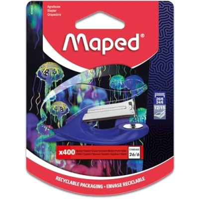 Abbildung von Maped Heftgerät Deepsea Paradise für bis zu 15 Blatt Heftklammern 24/6 und 26/6 Metallmechanik Blister mit 400