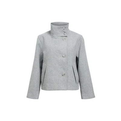 Abbildung von Object Objriki Short COAT Übergangsjacke, Damen, Größe: 42, Medium grey melange