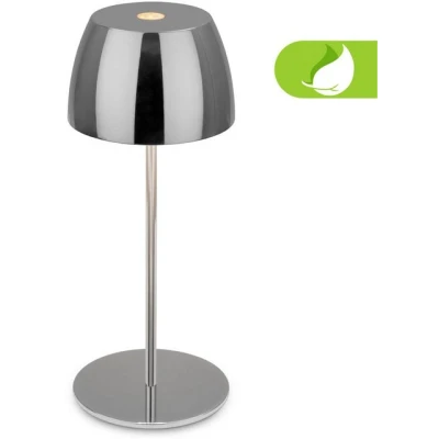 Abbildung von BRILONER Mini LED Tischlampe kabellos IP44 mit Touch, stufenlos dimmbar, Akku &amp; Lichtquelle tauschbar, Nachttischlampe, Wohnzimmer, Lampe, Tischleuchte, 8x20 cm (DxH), Chrom