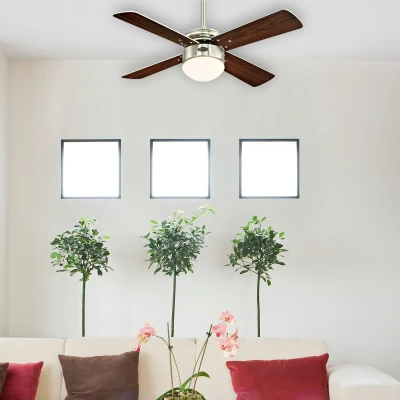 Abbildung von 72417 Colosseum LED Deckenventilator 90 cm mit gebürstetem Nickel, für den Innengebrauch, dimmbares Leuchtenset Opalmilchglas
