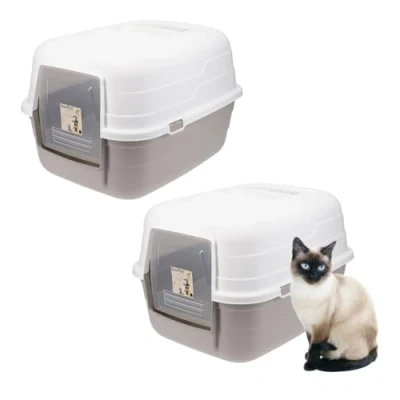 Abbildung von GarPet Katzentoilette 2x Katzenklo mit Deckel Kippbare Haube Katzen Hauben Toilette