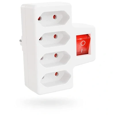 Abbildung von greate 4fach Steckdose für Eurostecker mit Schalter bis zu 2300W Steckdosenadapter ohne Kabel, Stecker, Mehrfachsteckdose Verteiler, Mehrfachstecker
