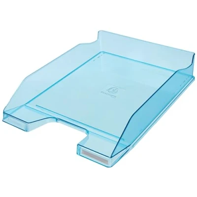 Abbildung von Exacompta 113236D Premium Briefablage Combo Midi DIN A4. Idealer Briefkorb für Ihre Organisation. Robuster und stapelbarer Ablagekorb türkisblau transparent glänzend