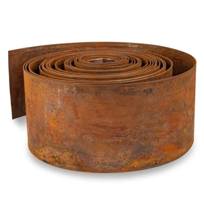 Abbildung von UNIGARDIA Rasenkante aus Cortenstahl 10 m Beeteinfassung Metall 14 cm hoch Einfache Montage Beetumrandung mit Rost, 1 Paar Montagehandschuhe inklusive