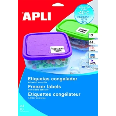 Abbildung von APLI 015073 Gefrierbehälter Abgerundete 10 Etiketten 38,1 x 21,2 mm weiß