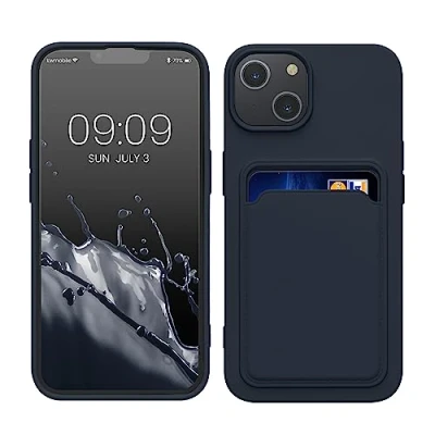 Abbildung von kwmobile Handyhülle kompatibel mit Apple iPhone 14 Hülle Handy Cover Fach für Karten in Dunkelblau