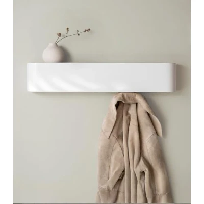 Abbildung von Kazai. Wandgarderobe &#039;Toke&#039; Moderne Design Garderobe mit verdeckten Wandhaken Garderobenpaneel aus furniertem Vollholz Weiß